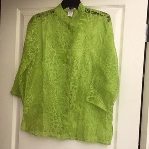 Draper’s & Damon’s Botton down Sheer Top Green S
